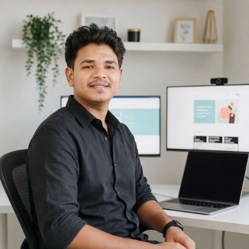 Spandan Patil - Collegian Web Developer working on a laptop